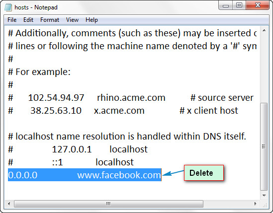 Deleting Website URLs From Hosts File