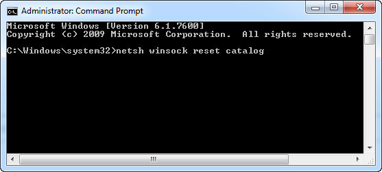 Command Prompt to Reset Catalog