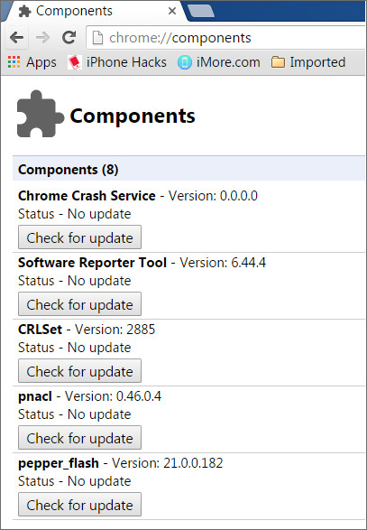 Chrome Components Page