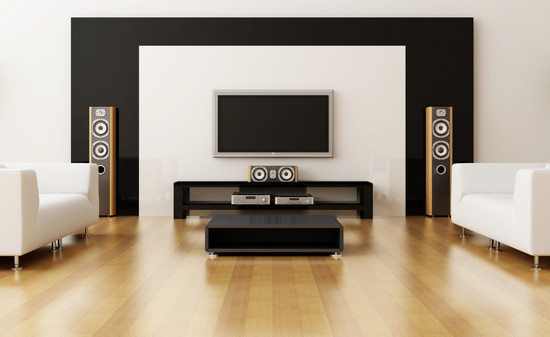 Floor Standing Speakers in Living Room